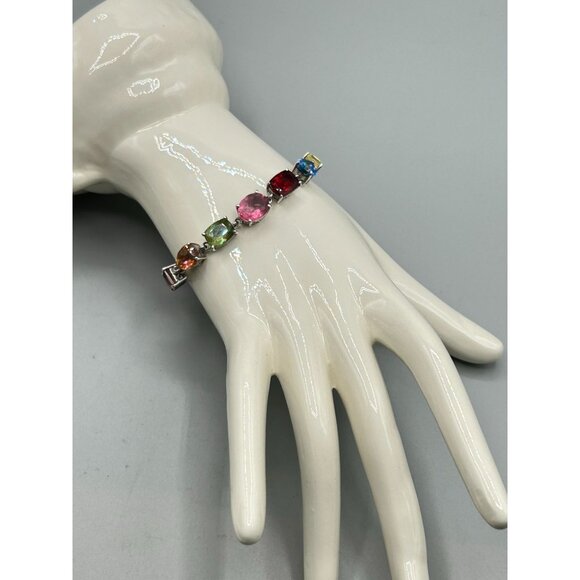 Sterling Silver and Genuine Gemstones Adjustable Bracelet Sliding Closure - Picture 4 of 6